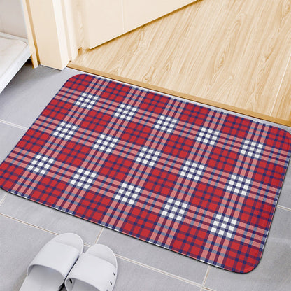 Blue Red And White USA Plaid Print Indoor Door Mat