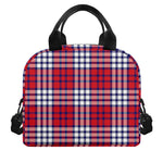 Blue Red And White USA Plaid Print Insulated Lunch Bag