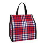 Blue Red And White USA Plaid Print Insulated Lunch Tote