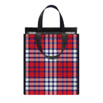 Blue Red And White USA Plaid Print Insulated Lunch Tote