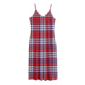 Blue Red And White USA Plaid Print Jersey Midi Cami Dress