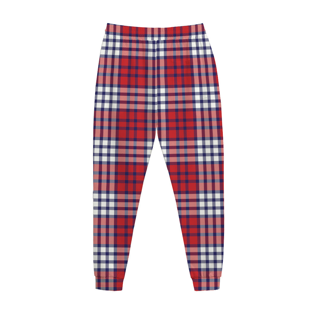 Blue Red And White USA Plaid Print Jogger Pants