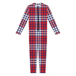 Blue Red And White USA Plaid Print Jumpsuit