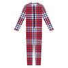 Blue Red And White USA Plaid Print Jumpsuit