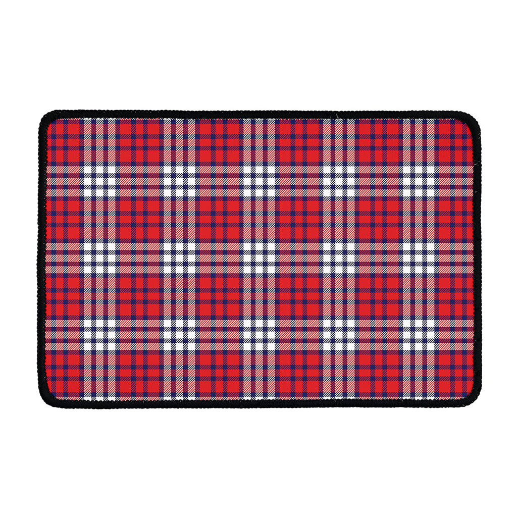 Blue Red And White USA Plaid Print Kitchen Mat