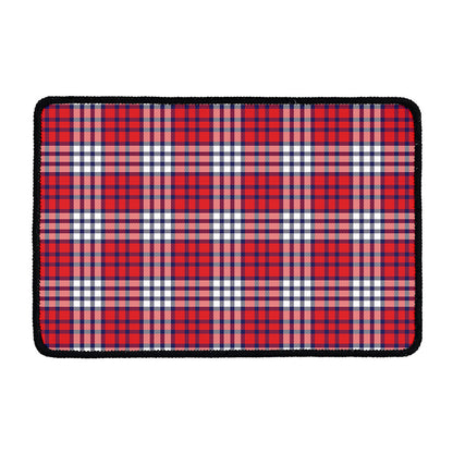 Blue Red And White USA Plaid Print Kitchen Mat