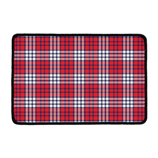 Blue Red And White USA Plaid Print Kitchen Mat