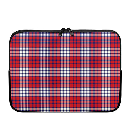 Blue Red And White USA Plaid Print Laptop Sleeve