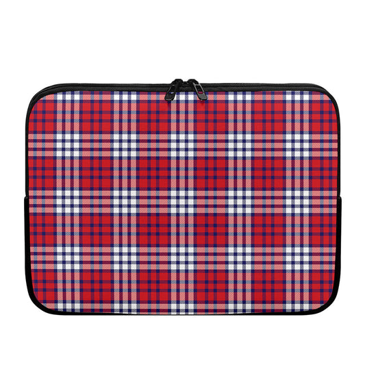 Blue Red And White USA Plaid Print Laptop Sleeve
