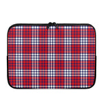 Blue Red And White USA Plaid Print Laptop Sleeve
