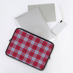 Blue Red And White USA Plaid Print Laptop Sleeve