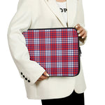 Blue Red And White USA Plaid Print Laptop Sleeve