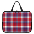 Blue Red And White USA Plaid Print Laptop Sleeve With Handle