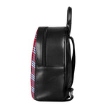 Blue Red And White USA Plaid Print Leather Backpack