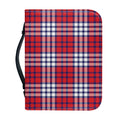 Blue Red And White USA Plaid Print Leather Bible Cover