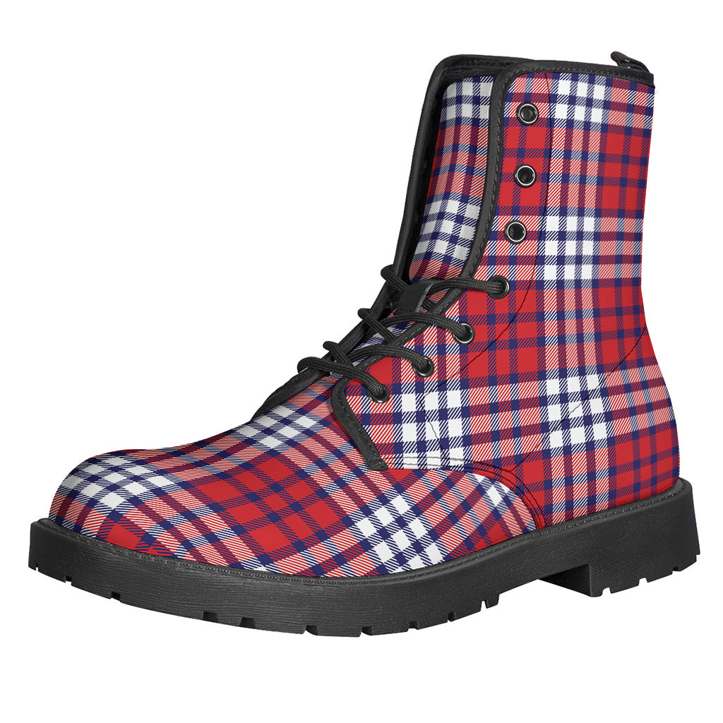 Blue Red And White USA Plaid Print Backpack