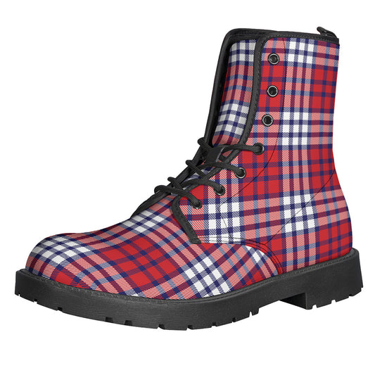 Blue Red And White USA Plaid Print Backpack