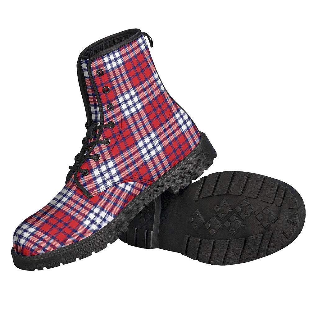 Blue Red And White USA Plaid Print Backpack