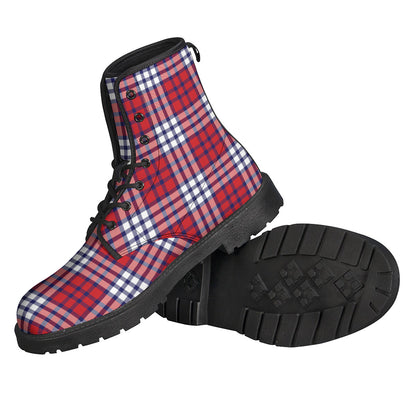 Blue Red And White USA Plaid Print Backpack