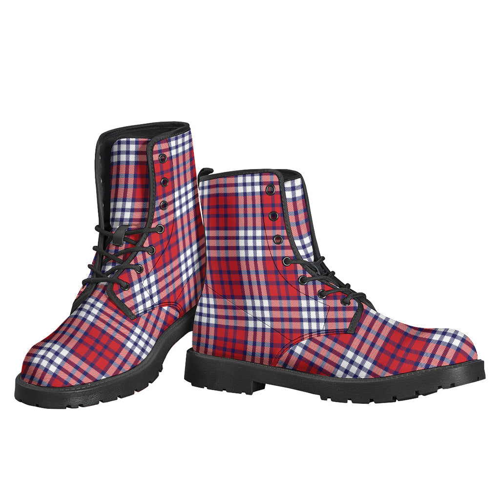 Blue Red And White USA Plaid Print Backpack