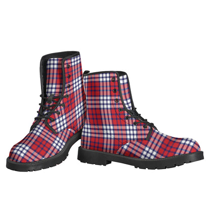 Blue Red And White USA Plaid Print Backpack