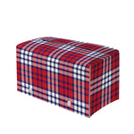 Blue Red And White USA Plaid Print Leather Tissue Box Cover