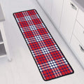 Blue Red And White USA Plaid Print Long Kitchen Mat