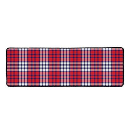 Blue Red And White USA Plaid Print Long Kitchen Mat
