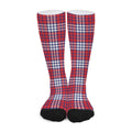 Blue Red And White USA Plaid Print Long Socks