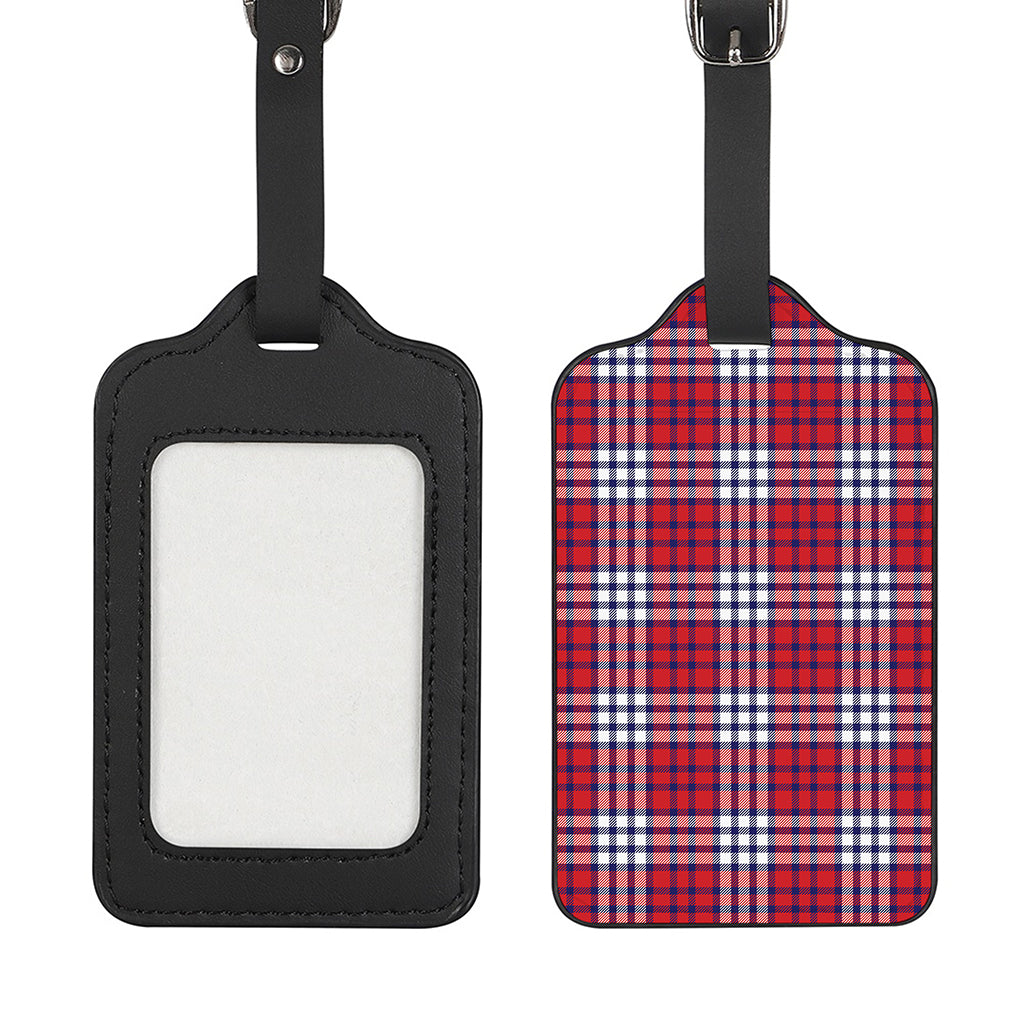 Blue Red And White USA Plaid Print Luggage Tag