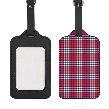 Blue Red And White USA Plaid Print Luggage Tag
