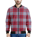 Blue Red And White USA Plaid Print Men's Bomber Jacket