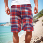Blue Red And White USA Plaid Print Men's Cargo Shorts