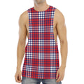 Blue Red And White USA Plaid Print Men's Muscle Tank Top