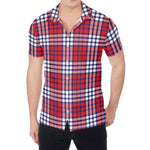 Blue Red And White USA Plaid Print Men's Shirt