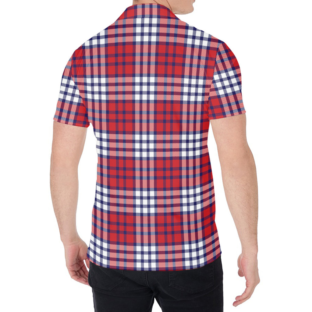 Blue Red And White USA Plaid Print Men's Shirt