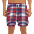 Blue Red And White USA Plaid Print Men's Split Running Shorts