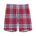 Blue Red And White USA Plaid Print Men's Athletic Shorts