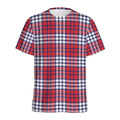 Blue Red And White USA Plaid Print Men's Athletic T-Shirt