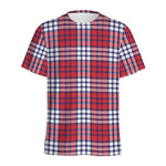 Blue Red And White USA Plaid Print Men's Sports T-Shirt