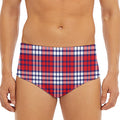 Blue Red And White USA Plaid Print Men's Triangle Swim Briefs