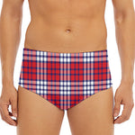Blue Red And White USA Plaid Print Men's Triangle Swim Briefs