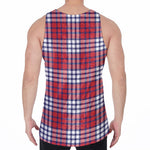 Blue Red And White USA Plaid Print Men's Velvet Tank Top