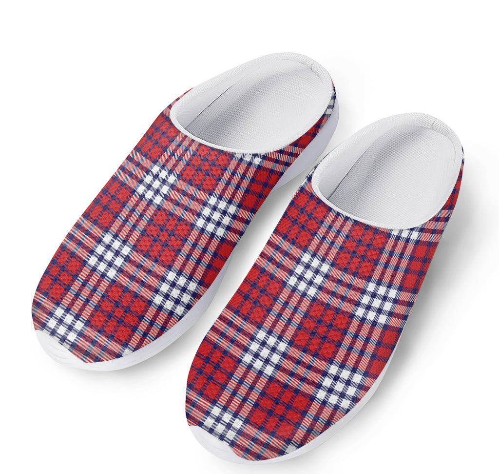 Blue Red And White USA Plaid Print Mesh Casual Shoes