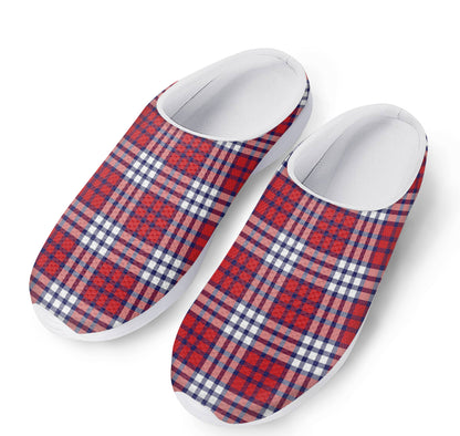Blue Red And White USA Plaid Print Mesh Casual Shoes