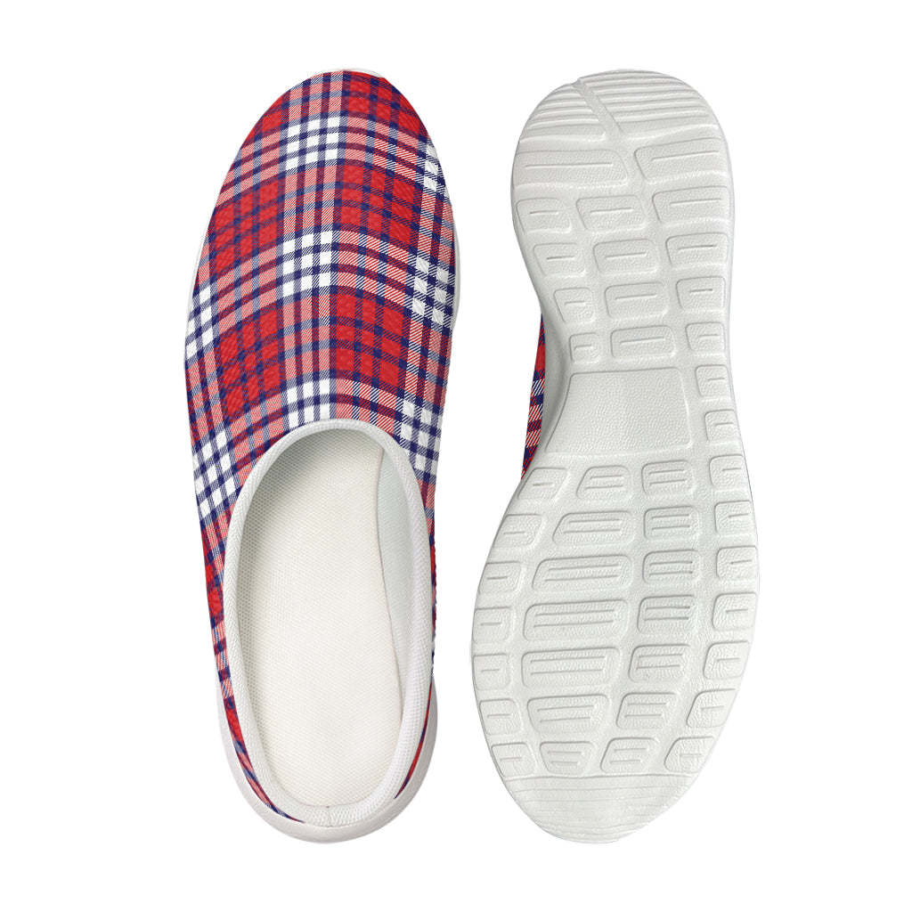 Blue Red And White USA Plaid Print Mesh Casual Shoes