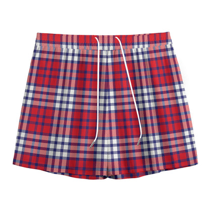 Blue Red And White USA Plaid Print Mesh Shorts