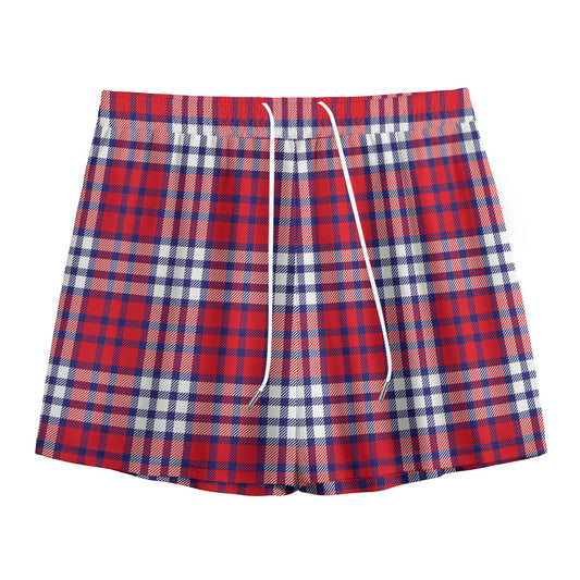 Blue Red And White USA Plaid Print Mesh Shorts