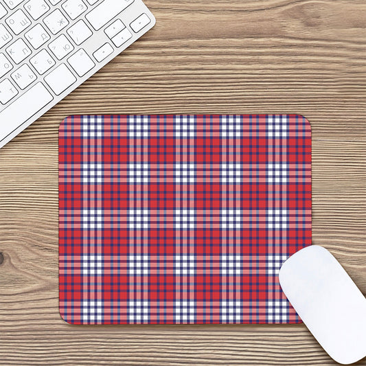 Blue Red And White USA Plaid Print Mouse Pad