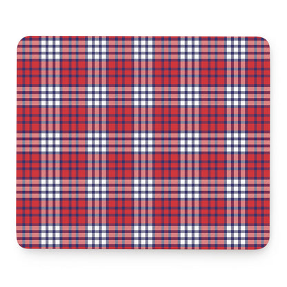 Blue Red And White USA Plaid Print Mouse Pad